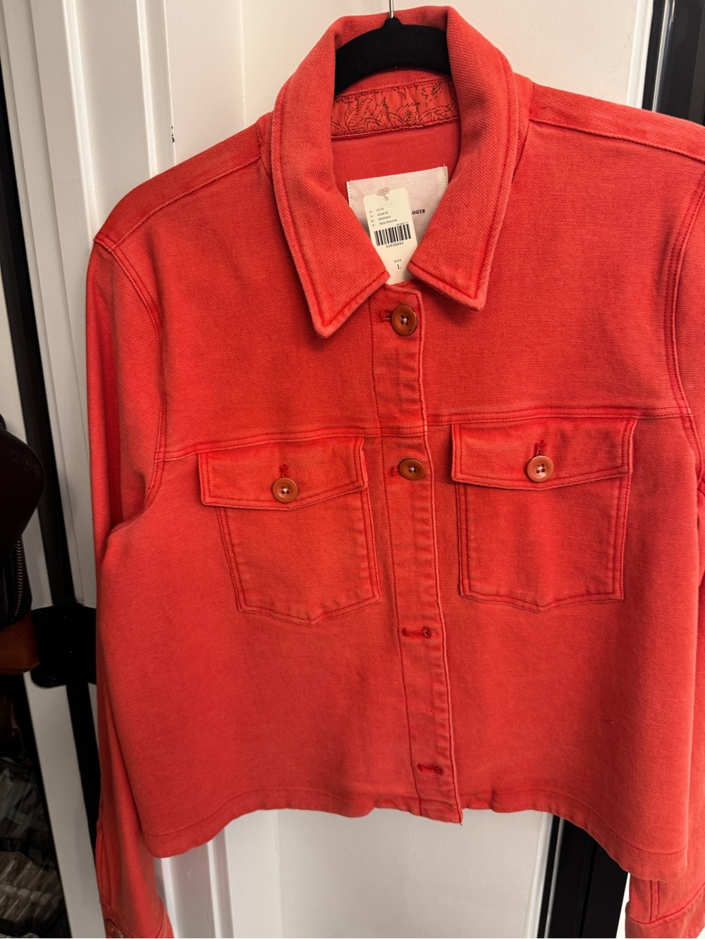 Anthropologie Coral Pink Button-Front Jacket - Picture 6 of 6